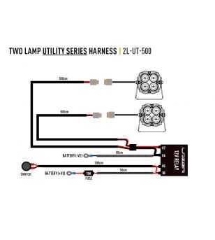 Lazer kabelset Utility - 2 lampen -  met schakelaar (12V)