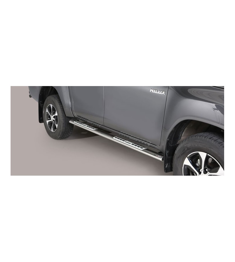 TOYOTA HILUX 16+ Oval Design Side Protections Inox - Double Cab - DSP/410/IX - Sidebar / Sidestep - Verstralershop